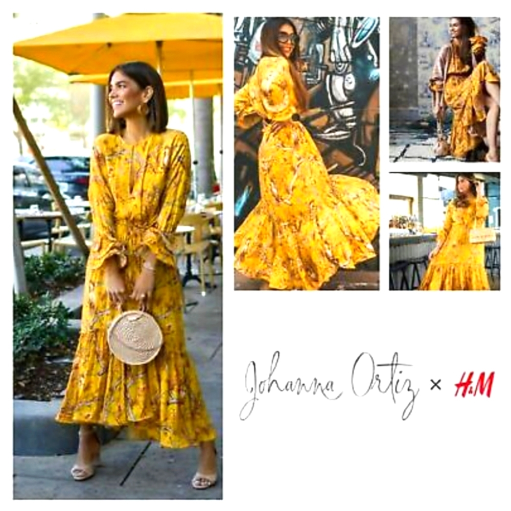 H&M Johanna Ortiz collab crepe orchid yellow dress